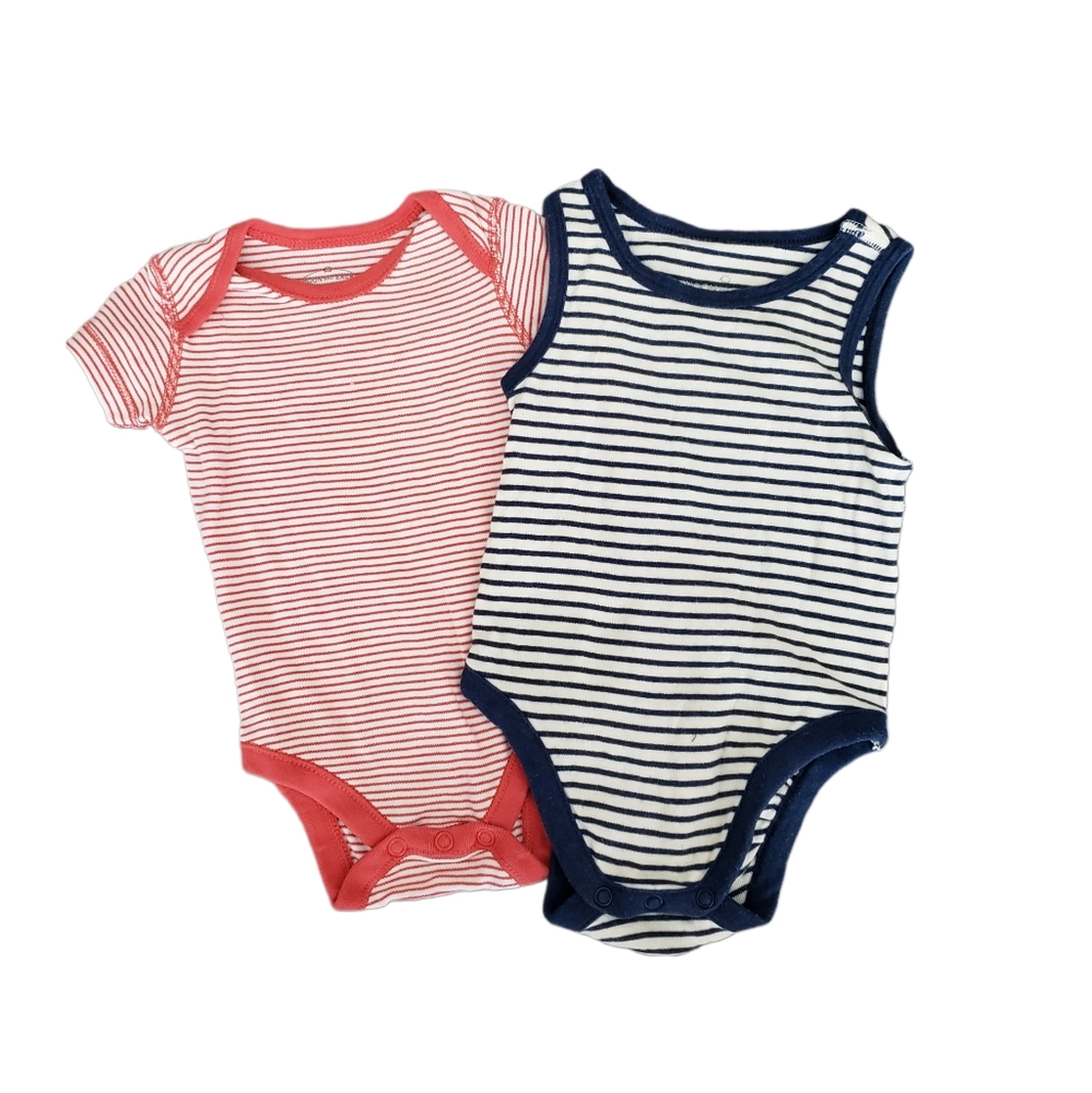 Moon and Back by Hanna Andersson 3-6m Striped Bodysuit Summer Bundle Set